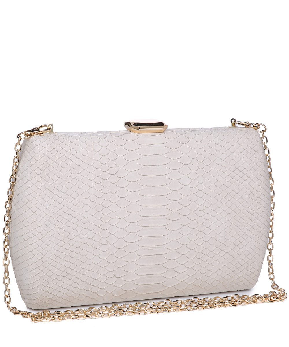 Clutch black snake skin with silver trim 466